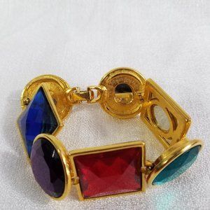 Vtg 80s 90s Bracelet  Gold Tone multicolor